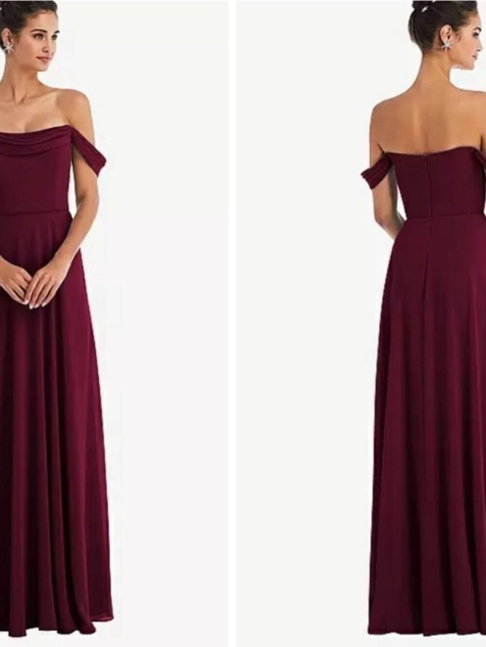 Thread Off The Shoulder Draped Neck Maxi Dress in Cabernet Style TH065 Size 4